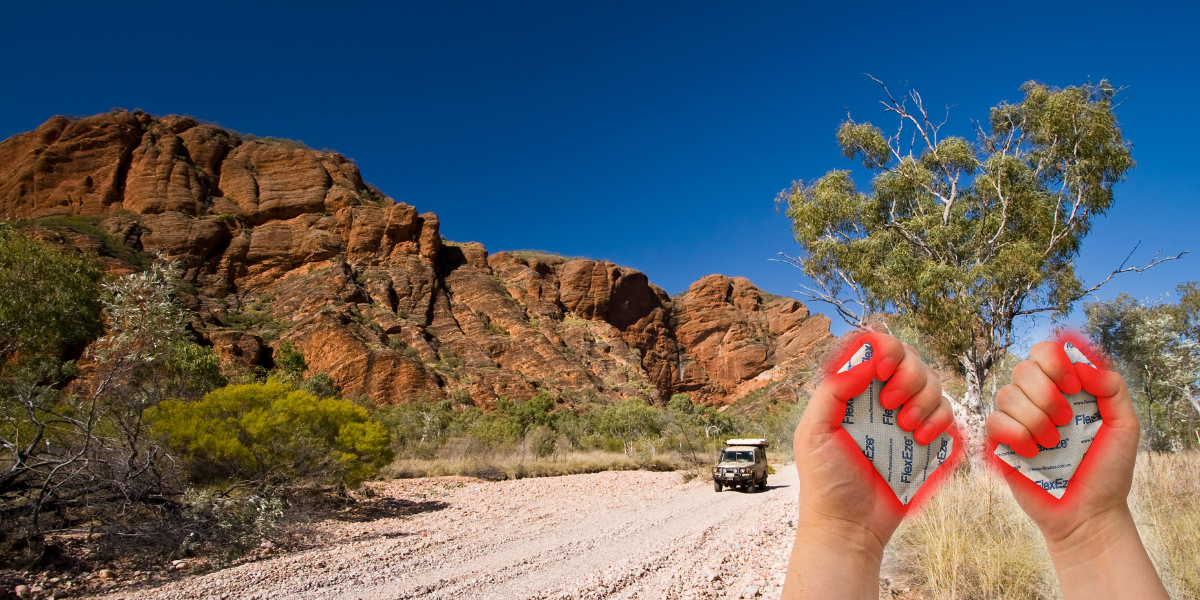 Air Activated Hand Warmers keeping hands warm during outback adventures in a 4wd and overlanding